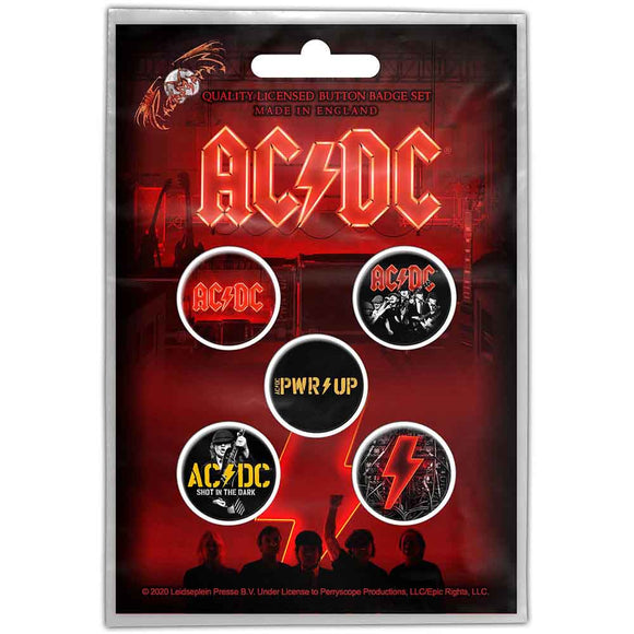AC/DC Button Badge Set: PWR-UP