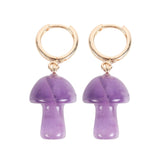 Amethyst Crystal Mushroom Earrings