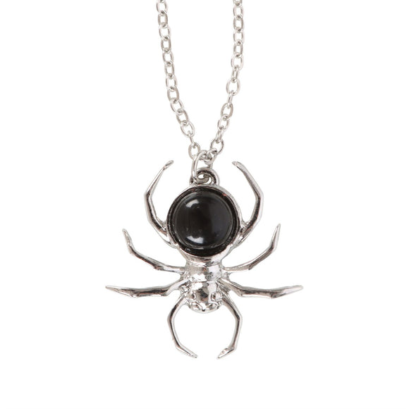 Black Obsidian Spider Necklace