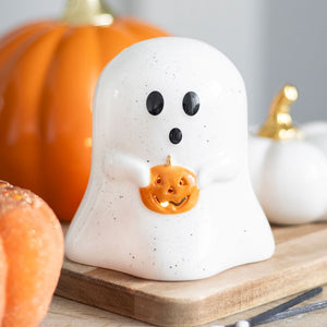 Ghost with Pumpkin Tealight Candle Holder