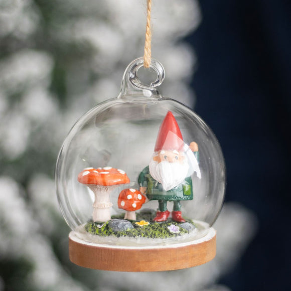 Gnome Glass Dome Bauble