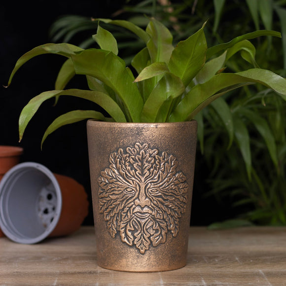 Green Man Bronze Terracotta Plant Pot