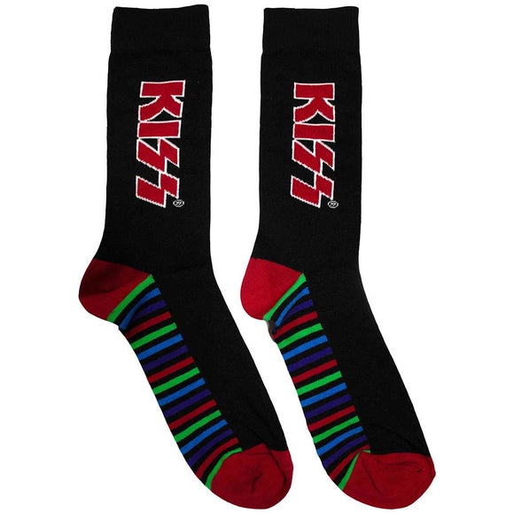 KISS Ankle Socks: Red Logo & Stripes