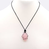 Laced Crystal Teardrop Necklace - Rose Quartz