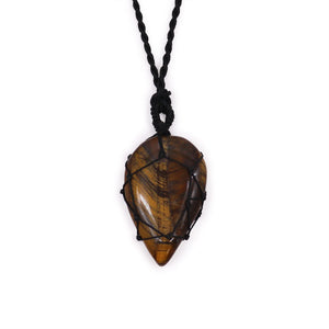 Laced Crystal Teardrop Necklace - Tiger's Eye