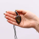 Laced Crystal Teardrop Necklace - Tiger's Eye