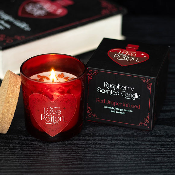 Love Potion, Raspberry, Jasper Crystal Candle