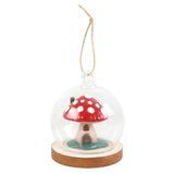 Mushroom House Glass Dome Bauble