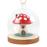 Mushroom House Glass Dome Bauble