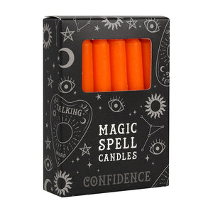 Pack of 12 Orange 'Confidence' Spell Candles