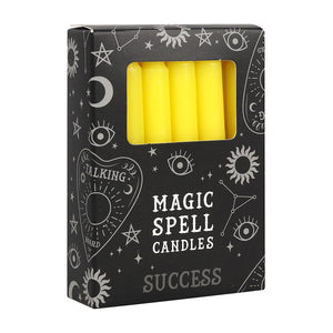 Pack of 12 Yellow 'Success' Spell Candles