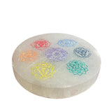 Chakra Colours Selenite Crystal Charging Plate 8cm