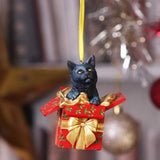 Christmas Present Cat Hanging Ornament by Lisa Parker