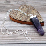 Amethyst Necklace, Crystal Pendant