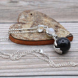 Black Agate, Healing Hands, Crystal Ball Necklace