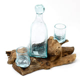 Molten Glass & Wood Whisky Decanter Set