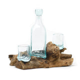 Molten Glass & Wood Whisky Decanter Set