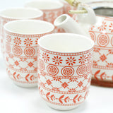 Orange Pattern Herbal Teapot & Cup Set