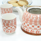 Orange Pattern Herbal Teapot & Cup Set