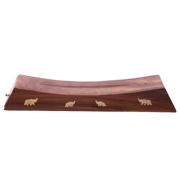 elephant incense stick holder, curved box made from sheesham wood.