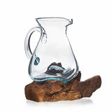 Molten Glass Jug & Wood Stand