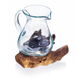 Molten Glass Jug & Wood Stand