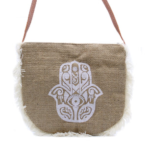 Hamsa Print Fringe Bag